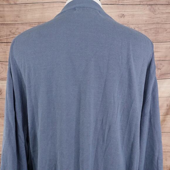 Pronto-Uomo Sweater Mens 2XLT Blue Silk Cotton Mock Neck Pullover Long Sleeve - Picture 5 of 7
